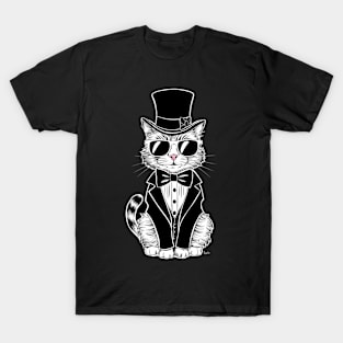 Furry cat in sunglasses vintage art T-Shirt